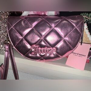 Juicy Couture Pretty Game Strong Crossbody Pink Blush Metallic